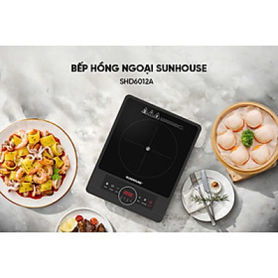 Bếp hồng ngoại Sunhouse SHD6012A - Công suất 2000W - Mặt kính pha lê - Chế độ hẹn giờ - Khóa trẻ em - Đa chức năng - Hàng chính hãng