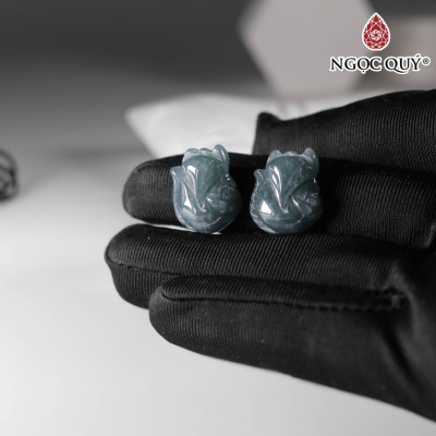 Mặt dây chuyền hồ ly đá cẩm thạch lam ngọc 15x17mm mệnh thủy mộc - Ngọc Quý Gemstones