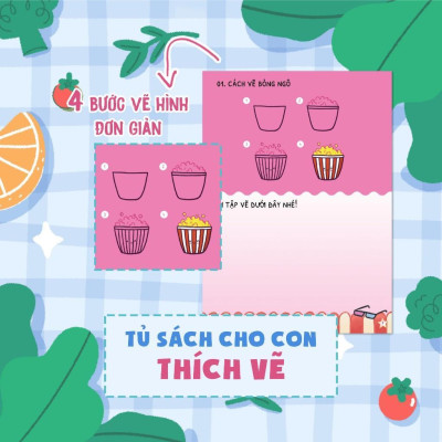 Sách - Dino Tập Vẽ - 4 Bước Vẽ Đơn Giản Đồ Ăn - Megabook