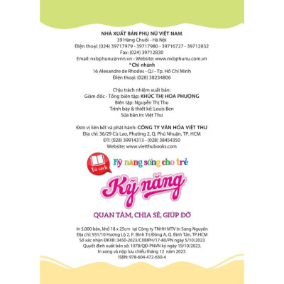 Sách - Kỹ năng sống cho trẻ - Kỹ Năng Quan Tâm, Chia Sẻ, Giúp Đỡ (VT) mk