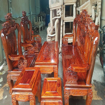 Bộ Bàn Ghế Nghê Bảo Đỉnh Gỗ Xà Cừ