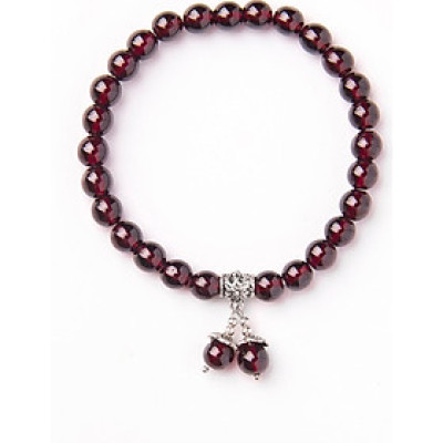 Vòng tay đá Garnet phối hạt đôi treo mệnh hỏa, thổ - Ngọc Quý Gemstones