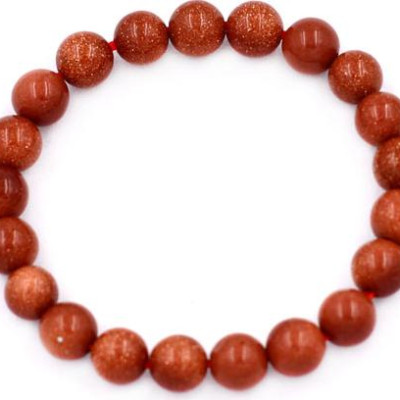 Vòng tay chuỗi hạt đá kim sa nâu 8 ly 20 hạt - hợp mệnh Kim, mệnh Thổ