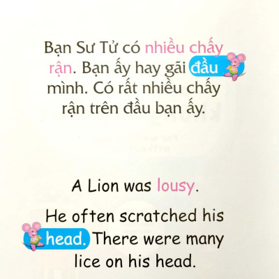Sách Truyện Tranh Song Ngữ Việt Anh Cho Bé - Để Gội Đầu Không Cay Mắt