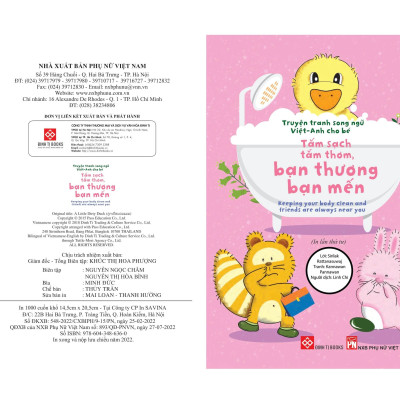 Sách Truyện Tranh Song Ngữ Việt Anh Cho Bé - Tắm Sạch Tắm Thơm Bạn Thương Bạn Mến
