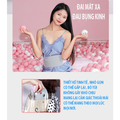 ( Tặng kèm sạc dự phòng) Đai Đeo Massage Giảm Đau, Sưởi Ấm Bụng Phụ Nữ Kỳ Kinh Nguyệt Bằng Sóng Hồng Ngoại Cao Cấp 
