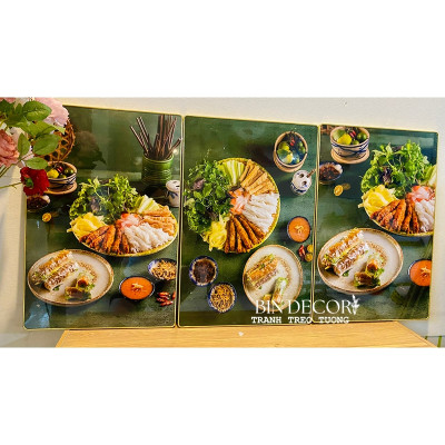(ẢNH THẬT) Tranh treo tường nem nướng 1 trang trí decor quán ăn nhà hàng kèm đinh treo