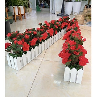Chậu hàng rào hoa trang trí - Size từ 30cm đến 50cm - Cây giả, hoa lụa Decor trang trí nhà cửa