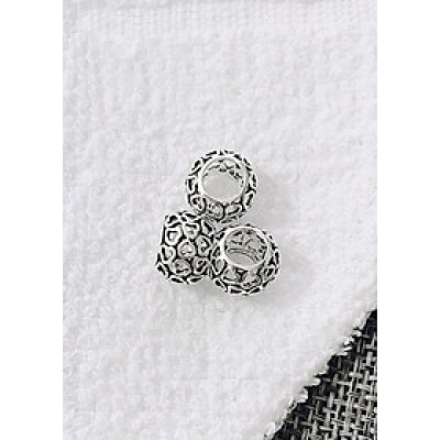 Combo 2 cái charm bạc hình tròn họa tiết hình trái tim - Ngọc Quý Gemstones