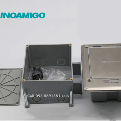 Hộp ổ cắm điện âm sàn chống nước IP66 Sinoamigo SOB-2SFC 3 module inox cao cấp – Chống gỉ, dùng ngoài trời