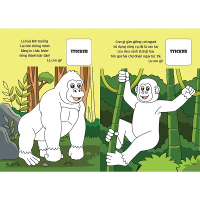 Sách - Bé tô màu: Khám phá rừng xanh hùng vĩ (20+ hình dán sticker (VT -MK)