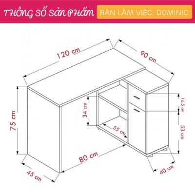 Bàn làm việc đơn giản SMLIFE Dominic