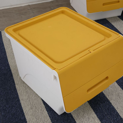 Thùng lưu trữ đa năng 34 lít OTELLO chất liệu nhựa PP trắng, nắp vàng, kích thước 45x38x31cm (DxRxC) | Index Living Mall | Nhập khẩu Thái Lan