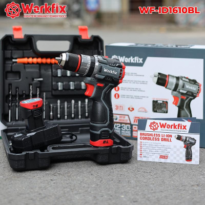 [ TẶNG phụ kiện 24 món] Máy Khoan 3 Chức Năng Workfix 16.8V - WF-ID1610BL - Động Cơ Từ Cao Cấp - 2 Pin 4 Cell  16.8V/2Ah