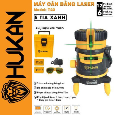 MÁY CÂN BẰNG LASER 5 LINE  T22 HUKAN (1 PIN + 1 SẠC ) - HÀNG CHÍNH HÃNG