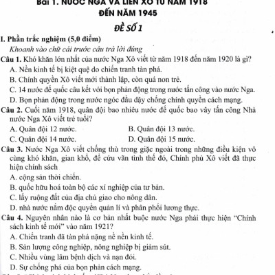 Đề Kiểm Tra, Đánh Giá Lịch Sử 9 (Bám Sát SGK Kết Nối Tri Thức Với Cuộc Sống) - HA