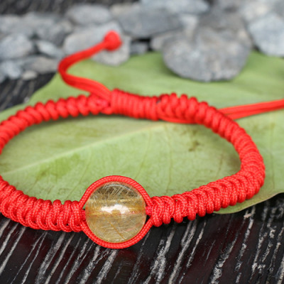 Vòng Tay Kết Dây Hạt Thạch Anh Tóc Vàng Ngọc Quý Gemstones GA28