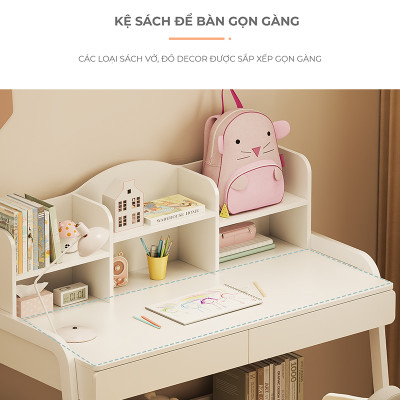 Bàn học trẻ em thông minh kèm kệ sách thương hiệu IGA (không kèm ghế) - GM144