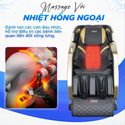 Ghế Massage Toàn Thân Lifesport LS-599, Con Lăn 5D Kết Hợp Massage Với Nhiệt Hồng Ngoại, Trị Liệu Chuyên Sâu