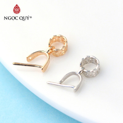 Combo 2 cái charm bạc khoen móc mặt phật, mặt tỳ hưu hình kim tiền mạ hồng - Ngọc Quý Gemstones