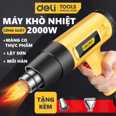 Máy Khò Nhiệt Khò Hơi Nóng Deli Cao Cấp Công Suất Cao 2000W - Co Màng Cơ Đóng Gói Hàng Hóa - Khò Thực phẩm - Sơn Tường
