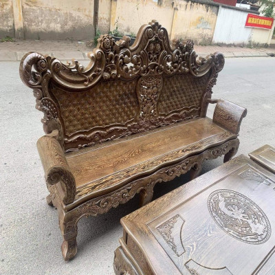 Bộ Bàn Ghế Hoàng Gia Gỗ Mun Đuôi Công