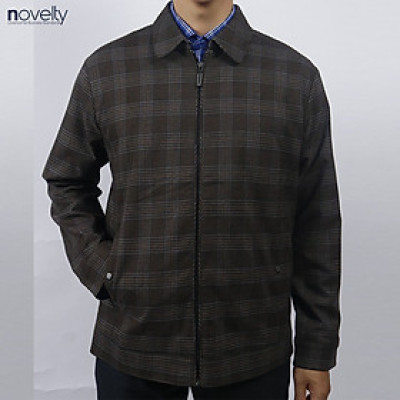 Áo Jacket nam 2 lớp cổ bẻ Novelty Casual caro nhỏ nâu đậm NJKMCNMT3B2305302