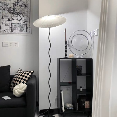 Đèn cây đứng decor đọc sách, đèn ngủ cho phòng ngủ, phòng khách kiểu sóng lượn Hàn Quốc màu đen DC001D