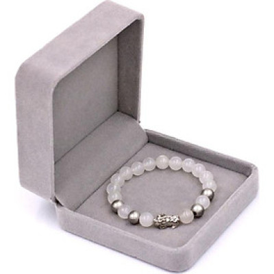 Chuỗi đeo tay thạch anh trắng 8 ly - cẩn Tỳ Hưu inox bạc VTATTHTB8 + hộp nhung - hợp mệnh Kim, mệnh Thủy