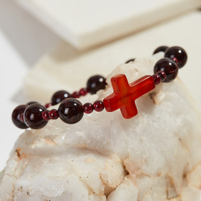 Vòng Tay Mân Côi Đá Garnet Ngọc Hồng Lựu  Hạt 10mm, Ni 52 - Ngọc Quý Gemstones