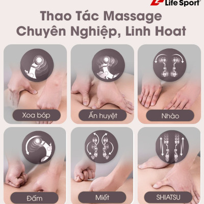 Ghế Massage Toàn Thân Lifesport LS-350 Plus, Ghế Massage Tích Hợp 5 Kỹ Thuật Và 8 Chương Trình Tự Động