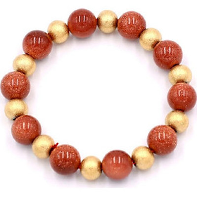 Chuỗi đeo tay - đá kim sa nâu 10 ly VKSHVT1 - hợp mệnh Thổ, mênh Mộc