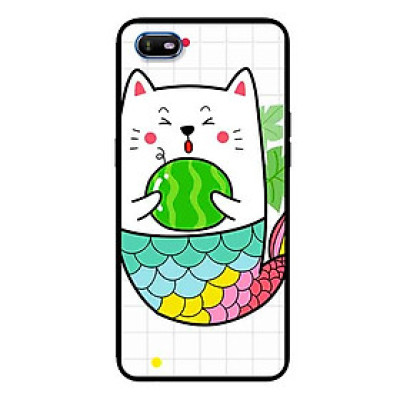Ốp Lưng in cho Oppo A1K Mẫu Mèo Cá Ôm Dưa Hấu - Hàng Chính Hãng