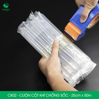 Cuộn cột khí chống sốc - 25cm x 50m - Xốp hơi, đệm hơi đóng gói hàng dễ vỡ - CK02