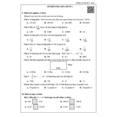 Sách - Combo Bài Tập Tuần và Đề Kiểm Tra Lớp 5 - Môn Toán và Tiếng Việt Học Kì 1 (4 cuốn)