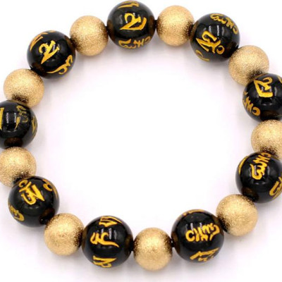 Vòng đeo tay - thạch anh đen Phật chú 12 ly VTEPVHVM1 - hợp mệnh Thủy, mệnh Mộc