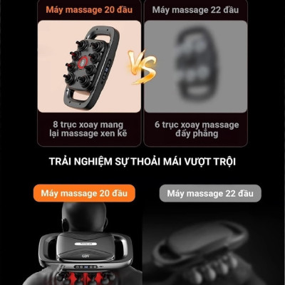 [Tặng củ sạc + cáp sạc] Máy Massage Toàn Thân Cầm Tay , Máy Mát Xa Đấm Lưng, Chân, Tay, Vai, Cổ 20 Đầu GDV S3C-20C - Hàng Chính Hãng