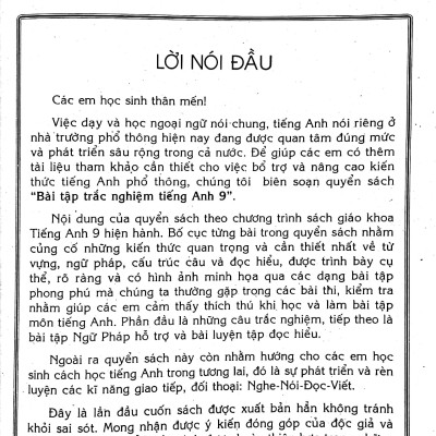 Bài Tập Trắc Nghiệm Tiếng Anh 9 (Tái Bản 2022)