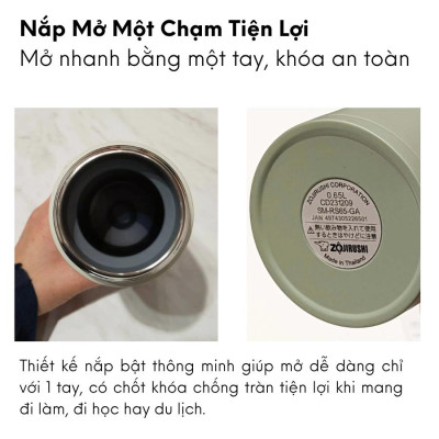 Bình giữ nhiệt Zojirushi, bình giữ nhiệt Nhật Bản nóng lạnh 0.65L SM-RS65, bảo hành 1 năm