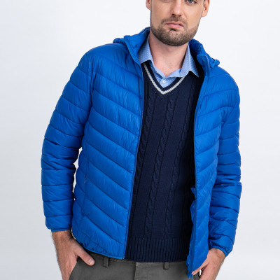 Áo Jacket nam Novelty 03 lớp lông vũ màu xanh Coban NJKMMTMNLR1805334