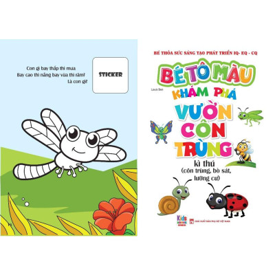 Sách - Bé tô màu: Khám phá vườn côn trùng kì thú (côn trùng, bò sát, lưỡng cư (20+ hình dán sticker (VT -MK)