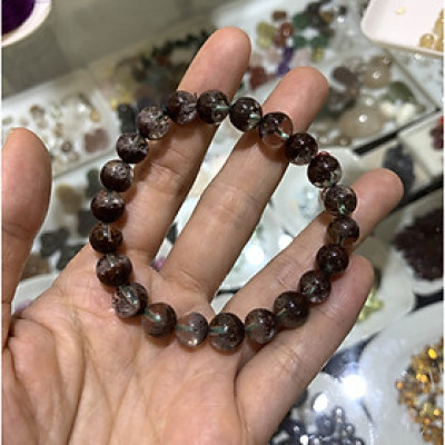 Vòng Tay Phong Thủy Đá Thạch Anh Ưu Linh Nâu 8 Ly Thiên Nhiên
