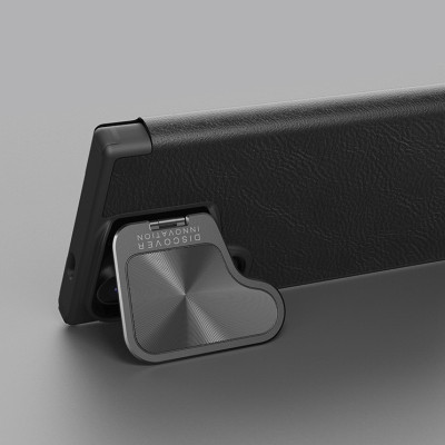 Bao da cho SamSung Galaxy S24 Ultra chính hãng Nillkin Qin Prop Leather có ngăn cài thẻ ATM, thẻ chung cư, chống sốc, có nắp đậy camera sau và chân chống - Hàng chính hãng