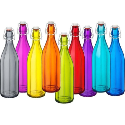 Chai thủy tinh nắp cài Oxford 1L - màu sắc 