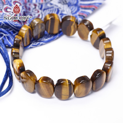 Vòng đá thạch anh mắt hổ vàng nâu bản 14.5x16mm mệnh thổ, kim - Ngọc Quý Gemstones