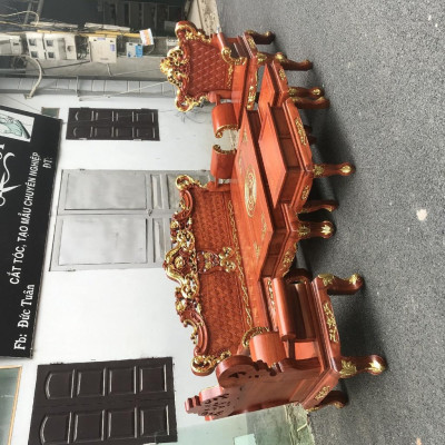 Bộ Bàn Ghế Hoàng Gia Gỗ Hương Đá Dát Vàng