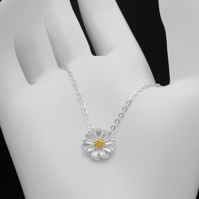 Dây Và Mặt Dây Chuyền Bạc Hiểu Minh DMD240 hoa cúc bạc ý