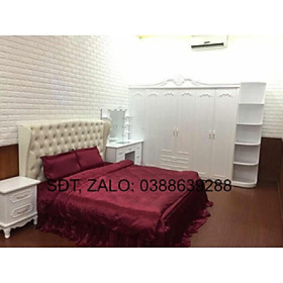 Combo giường tủ quần áo bàn trang điểm tủ đầu giường phòng ngủ tân cổ điển CB021 giá thật