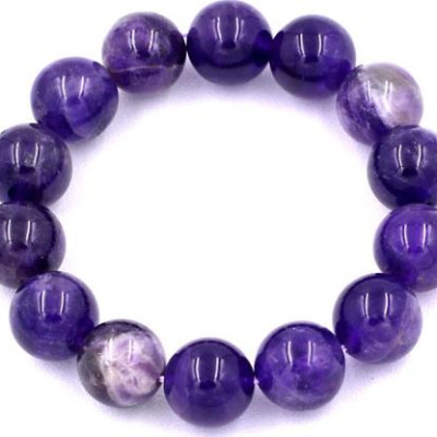 Vòng tay chuỗi hạt Thạch Anh Tím Than 14 ly 15 hạt - hợp mệnh Hỏa, mệnh Thổ