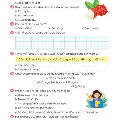 Phiếu Ôn Hè Tiếng Việt Lớp 3